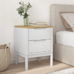 Comodino FLORO Bianco 45x39x57 cm in Legno Massello di Pino