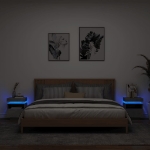 Comodini con Luci LED 2pz Grigio Cemento 40x39x48,5 cm