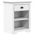 Comodino BODO 53x38,5x67 cm in Legno Massello di Pino Bianco