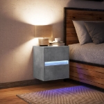 Comodino a Parete con Luci LED Grigio Cemento