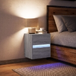 Comodino a Parete con luci LED Grigio Sonoma