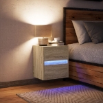 Comodino a Parete con luci LED Rovere Sonoma