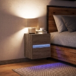 Comodino a Parete con luci LED Rovere Marrone