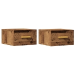 Comodini a Muro 2 pz Legno Antico 35x35x20 cm