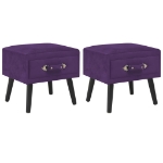 Comodini Viola Scuro 2 pz 40x35x40 cm in Velluto