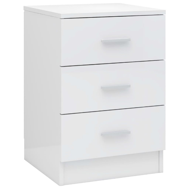 Comodini 2pz Bianco Lucido 38x35x56 cm in Legno Multistrato