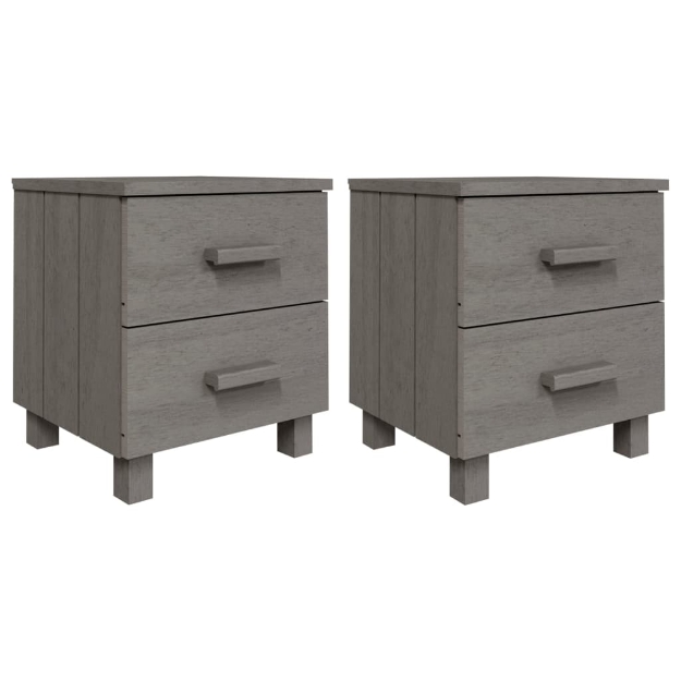 Comodini HAMAR 2 pz Grigio Chiaro 40x35x44,5 cm Legno di Pino