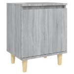 Comodino con Gambe in Legno Massello Grigio Sonoma 40x30x50 cm