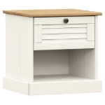 Comodino VIGO Bianco 42x35x42 cm in Legno Massello di Pino