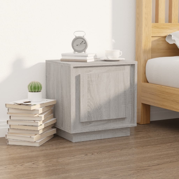 Comodino Grigio Sonoma 44x35x45 cm in Legno Multistrato