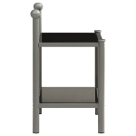 Comodino Grigio e Nero 45x34,5x60,5 cm in Metallo e Vetro