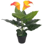 Calla Lily Artificiale con Vaso 45 cm Rosso e Giallo