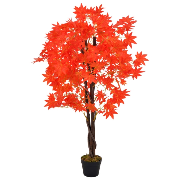 Albero di Acero Artificiale con Vaso Rosso 120 cm