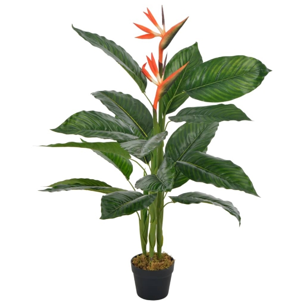 Strelitzia Artificiale con Vaso Rosso 100 cm