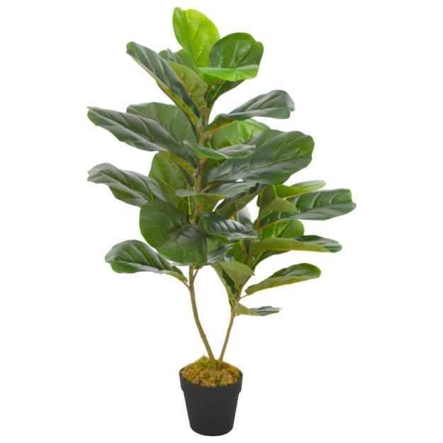 Pianta Artificiale di Ficus Lyrata con Vaso Verde 90 cm