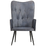 Poltrona Wingback Grigia in Vera Pelle