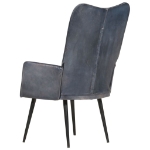 Poltrona Wingback Grigia in Vera Pelle