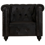 Poltrona Chesterfield Nera in Vera Pelle