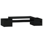 Supporto per Monitor Nero 70x27,5x15cm Legno Massello di Pino