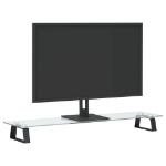 Supporto per Monitor Nero 80x20x8cm Vetro Temperato e Metallo