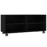 Mobile TV con Ruote Nero 90x35x35 cm in Legno Multistrato