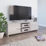 Mobile Porta TV Bianco Lucido 120x30x37,5 cm Legno Multistrato