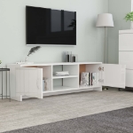 Mobile Porta TV Bianco Lucido 120x30x37,5 cm Legno Multistrato