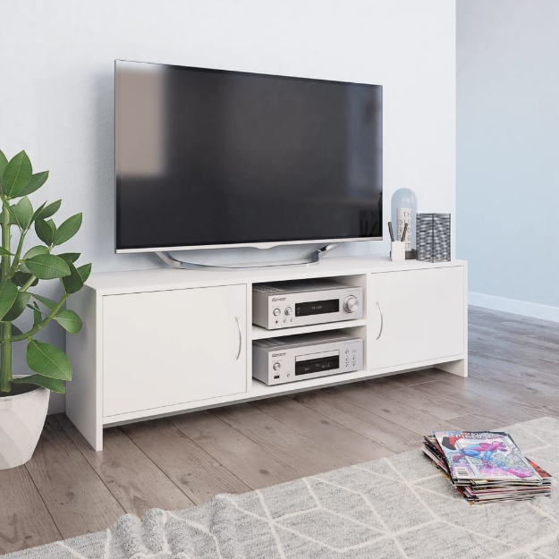 Mobile Porta TV Bianco 120x30x37,5 cm in Legno Multistrato