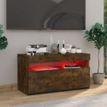 Mobile Porta TV con Luci LED Rovere Fumo 75x35x40 cm