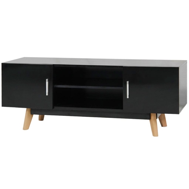 Mobile TV Lucido Nero 120x40x46 cm in MDF