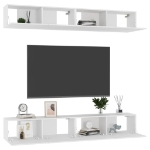 Mobili Porta TV 4 pz Bianchi 100x30x30 cm in Legno Multistrato