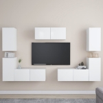 Set Mobili Porta TV 7 pz Bianco in Legno Multistrato