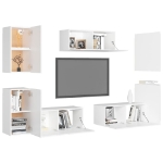 Set Mobili Porta TV 7 pz Bianco in Legno Multistrato