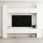 Set Mobili Porta TV 8 pz Bianco in Legno Multistrato