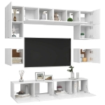 Set Mobili Porta TV 8 pz Bianco in Legno Multistrato