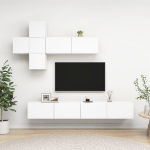 Set Mobili Porta TV 7 pz Bianco in Legno Multistrato