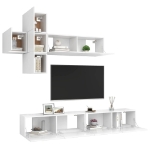 Set Mobili Porta TV 7 pz Bianco in Legno Multistrato