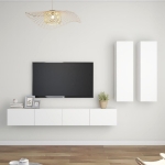 Set Mobili Porta TV 4 pz Bianco in Legno Multistrato