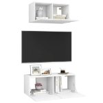 Set Mobili Porta TV 2 pz Bianco in Legno Multistrato