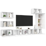 Set Mobili Porta TV 8 pz Bianco in Legno Multistrato