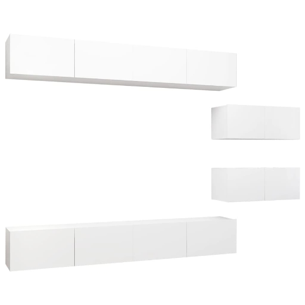 Set Mobili Porta TV 6 pz Bianco in Legno Multistrato