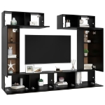 Set di Mobili Porta TV 6 pz Nero in Legno Multistrato