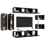 Set di Mobili Porta TV 8 pz Nero in Legno Multistrato