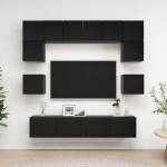 Set di Mobili Porta TV 8 pz Nero in Legno Multistrato