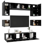 Set di Mobili Porta TV 8 pz Nero in Legno Multistrato