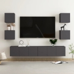 Set Mobili Porta TV 7 pz Grigio in Legno Multistrato