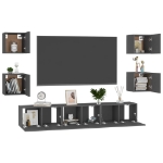 Set Mobili Porta TV 7 pz Grigio in Legno Multistrato