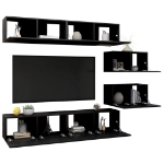 Set di Mobili Porta TV 6 pz Nero in Legno Multistrato