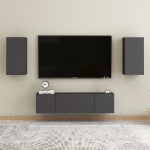 Set Mobili Porta TV 4 pz Grigio in Legno Multistrato