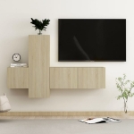 Set di Mobili Porta TV 3 pz Rovere Sonoma in Legno Multistrato